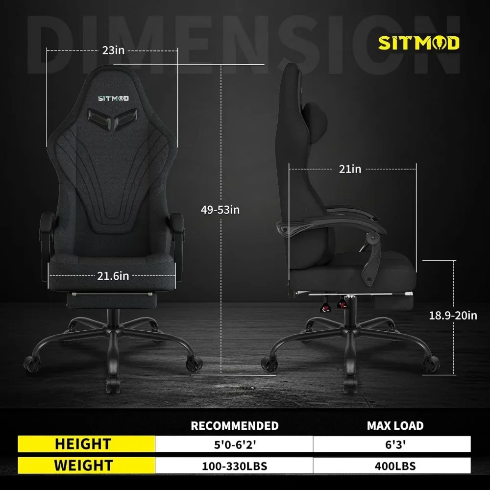 Gaming Chair Ergonomic Computer Chair with Footrest, Big Tall PC Gamer Chairs with Headrest and Massage Lumbar Support 3