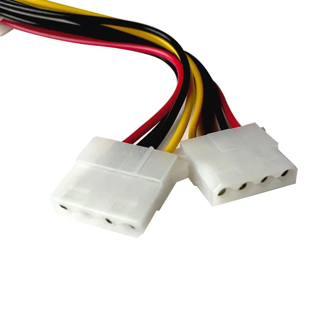 12" Molex 4-Pin Male To Dual 4-Pin Female Y Splitter Cable – PC-002K (Black)