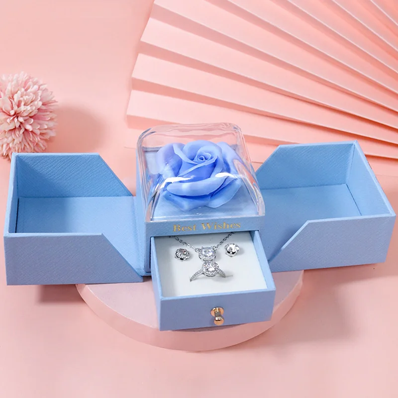 Ich Liebe Dich Herz Rose Geschenk Box Für Frauen Freundin Weihnachts Geschenke Neu In Mo Romantische Halskette Ring Schmucks Cha Tulle