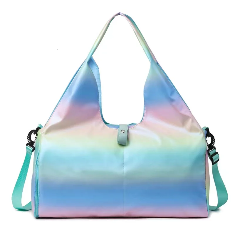 2024 Fashion Rainbow Colorful Gym Bag Women's Travel Fitness Big Sports Handbag Girls Yoga Shoulder Muti Function Waterproof Bag 6