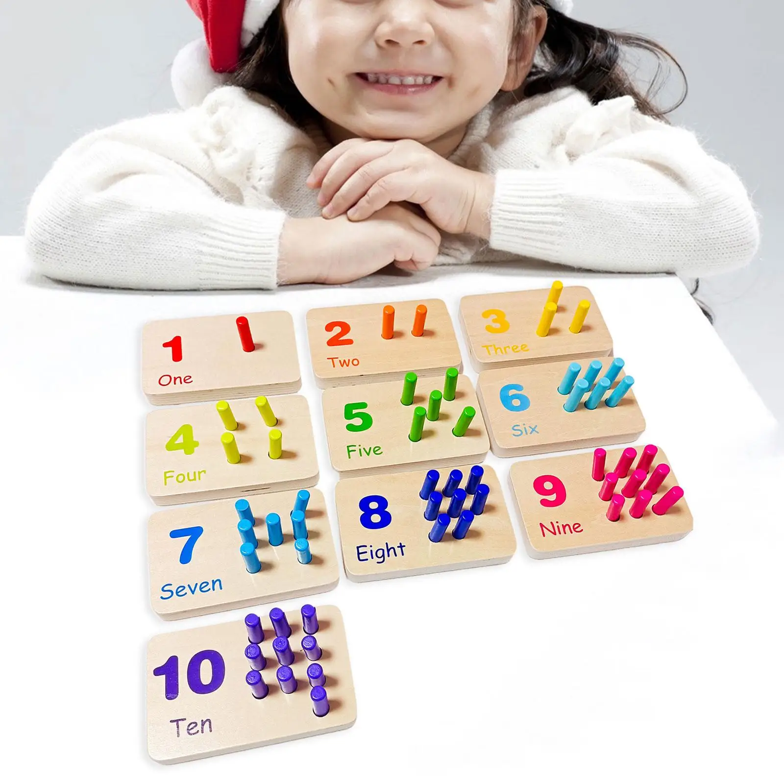 

Wooden Peg Number Board Montessori Toys for Toddler Boys Girls Children