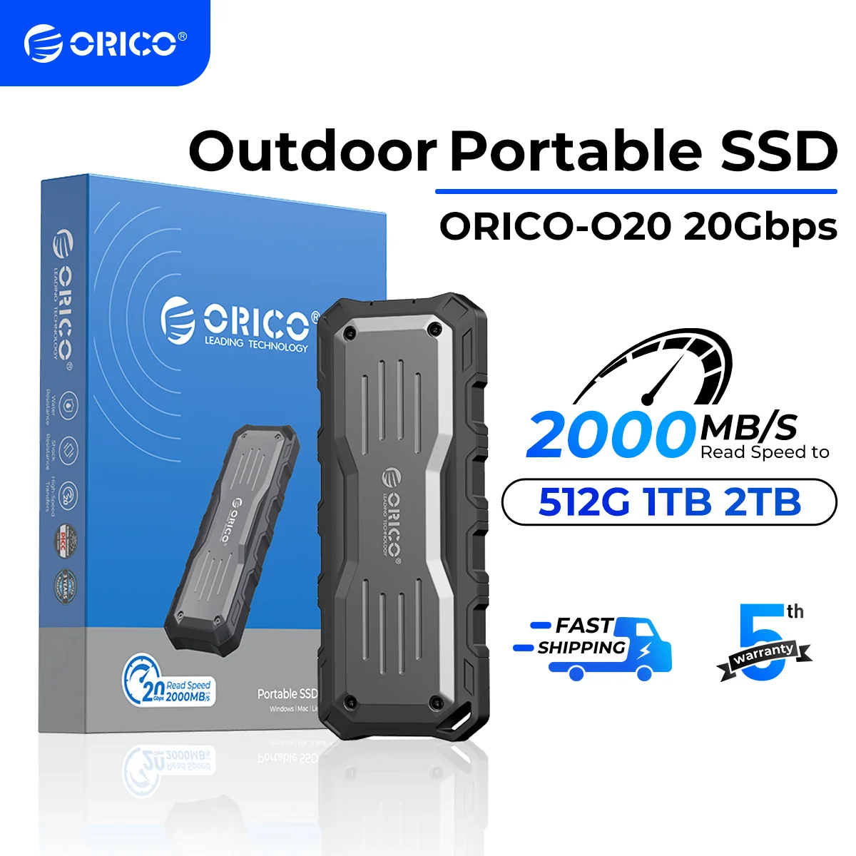 ORICO2TB外付けSSD、最大2000MB/秒、ssd外付けポータブル・ソリッド