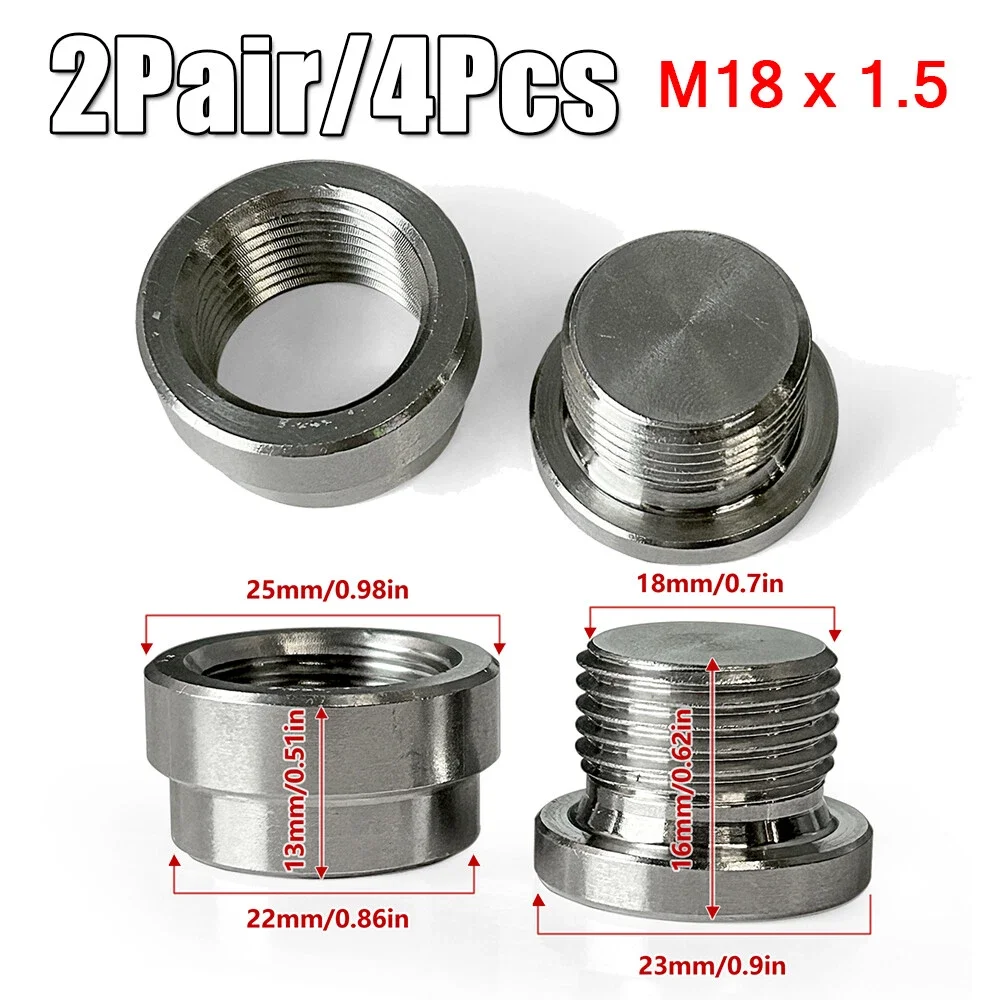 2PCS Universal Exhaust Gas Oxygen Sensor Engine Exhaust Lambda Boss Nut ...