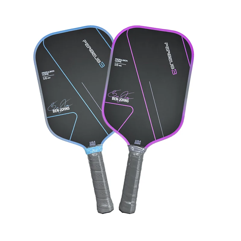 Pickleball Paddle Thermoformed Unibody Gradient BEN JOHNS T700 Raw Carbon Fiber USAPA Approved Spin Textured Surface