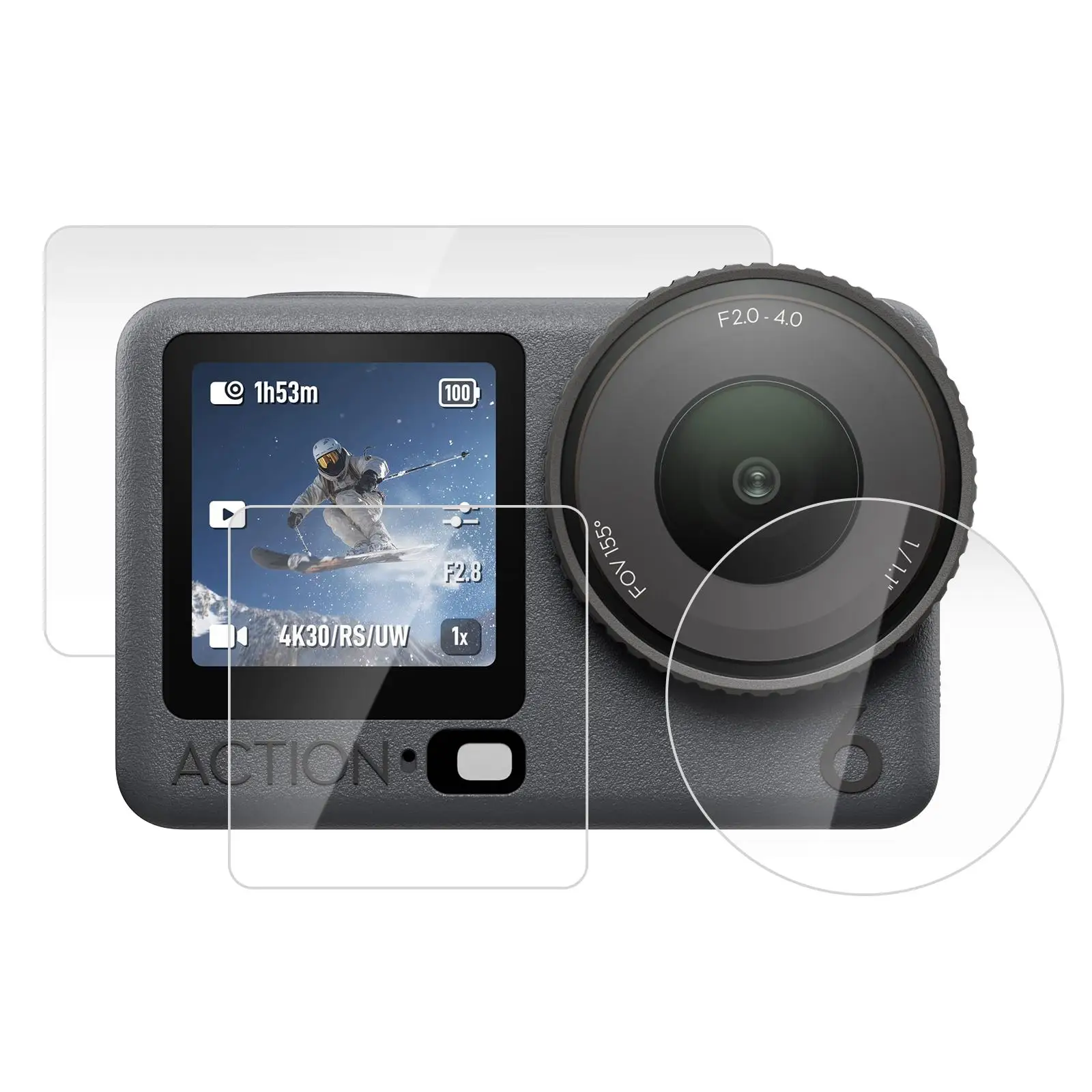 For DJI Osmo Action 6 PULUZ Lens + Front and Back Screen Tempered Glass Film