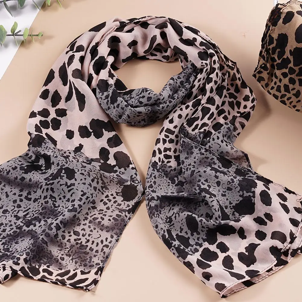 Women Leopard Print Chiffon Scarf scarf accessories knitting scarf Scarves Fashion Women Soft Long Shawls Printed Multifunction Winter Ladies Style Silk Scarf