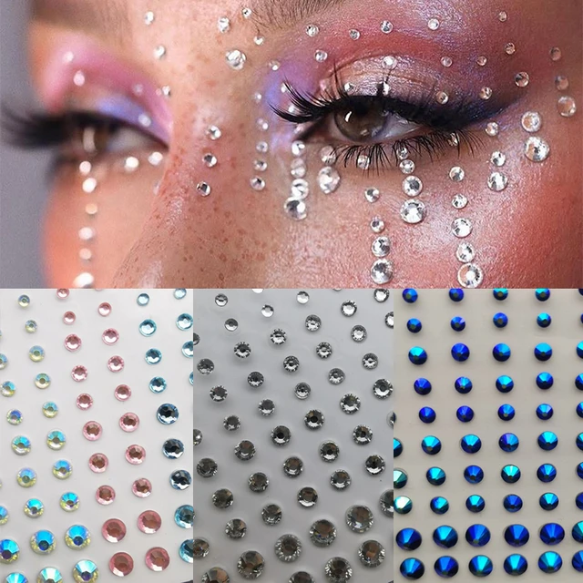 3mm 750pcs Rhinestone Stickers 12 Kinds Colors Stick on Clear