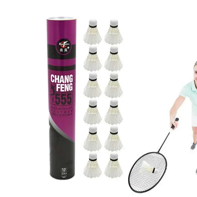12Pcs/lot Badminton Natural Duck Feather Balls Training Badminton White Feather Shuttlecock For Sports Practice Equipment