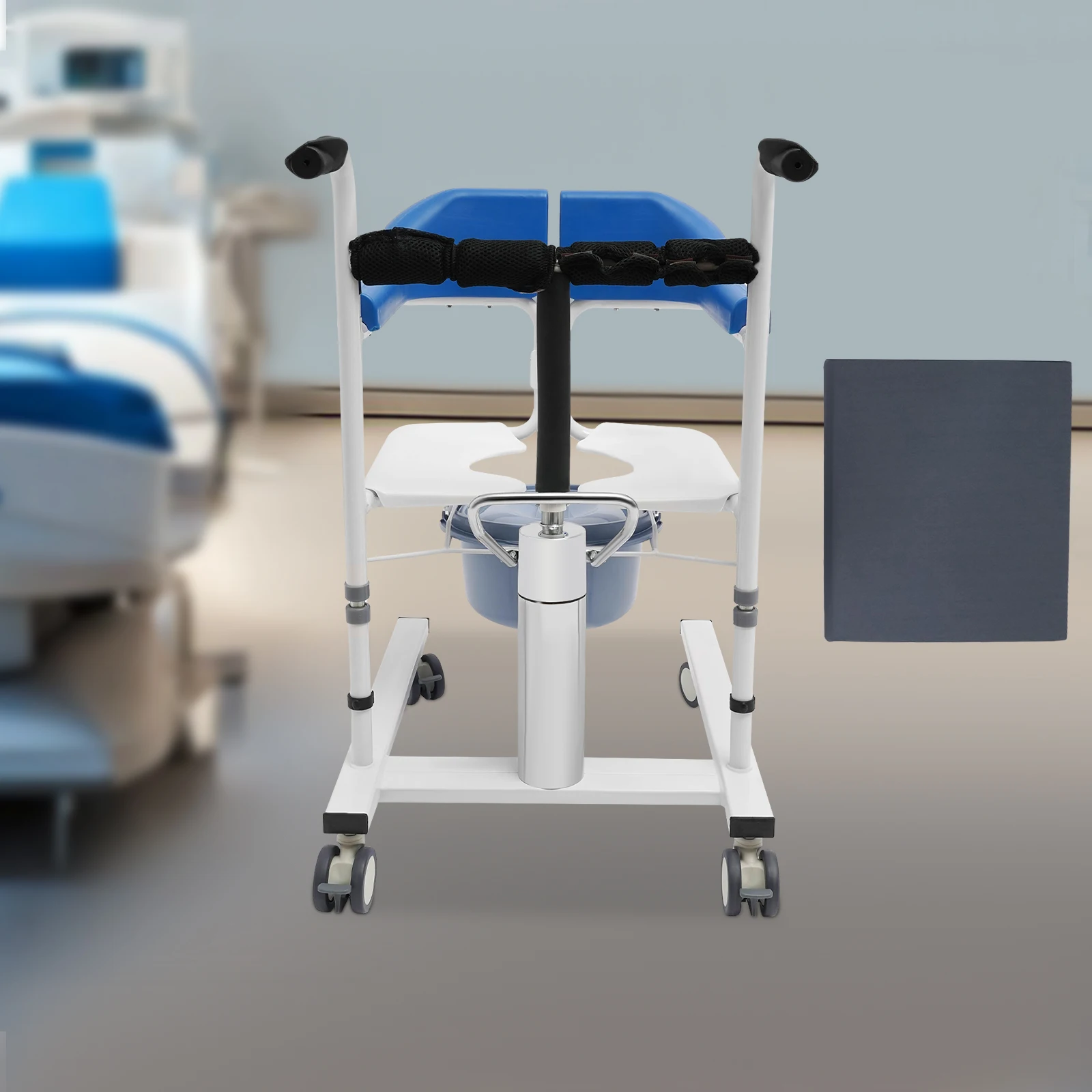 Hydraulic Patient Lifting Chair with Potty, Transfer Wheelchair Lightweight Transport with 180° Split Seat for Elderly, Disabled 4