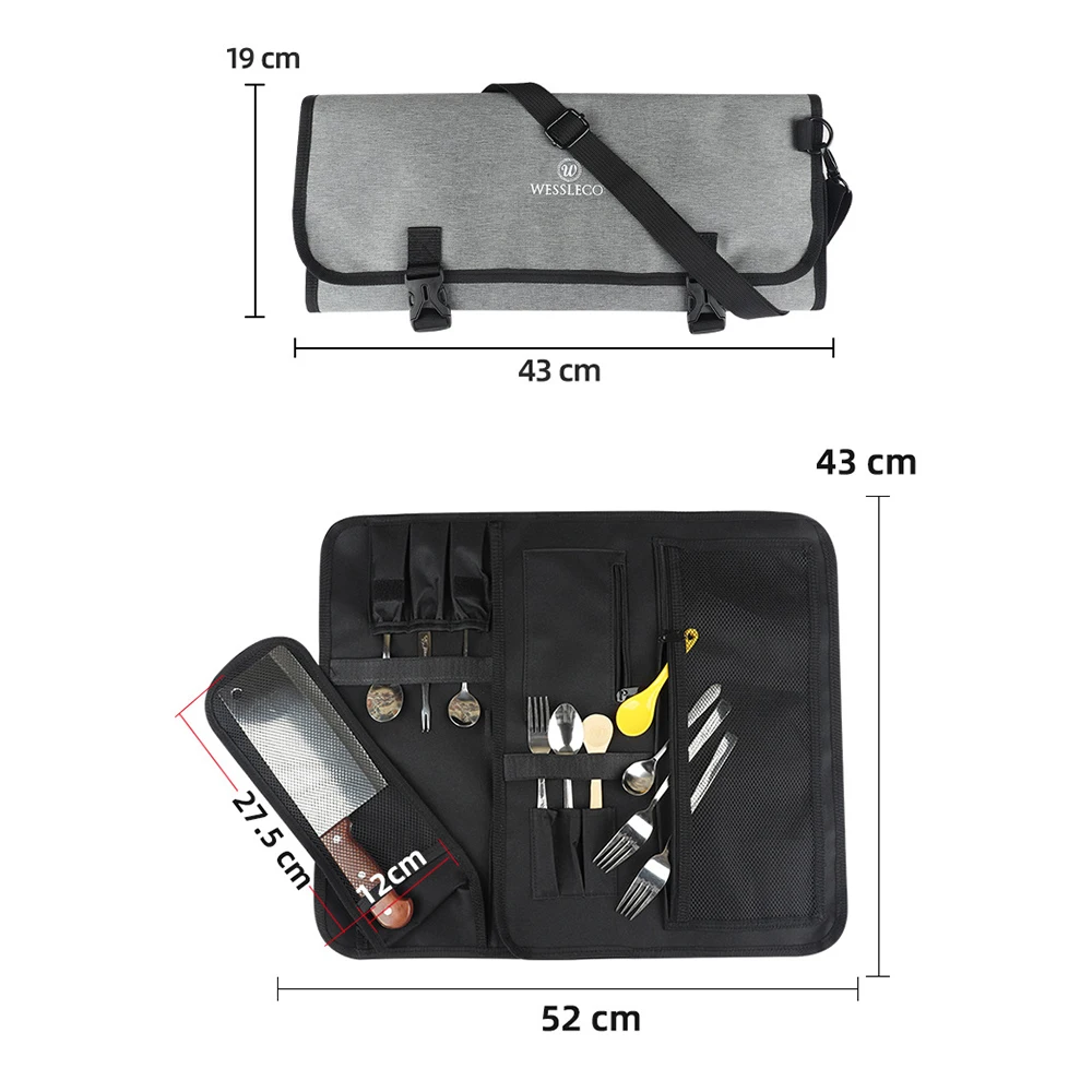 Knife Storage Bag WESSLECO Chef Knife Bag Roll Carry Case Kitchen Cooking Portable Durable Storage Pockets