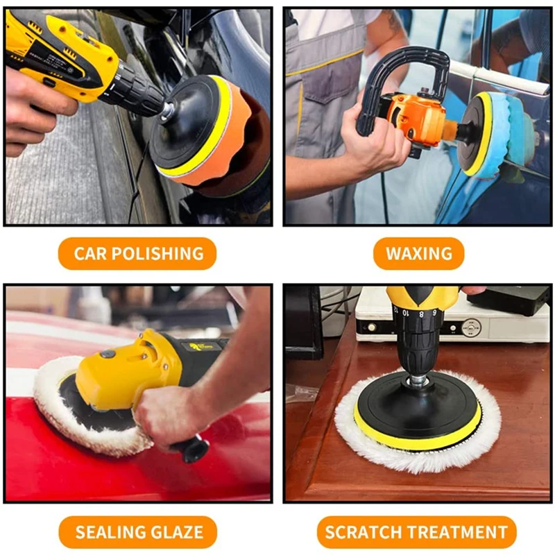 3/4/5/6/7in Car Polishing Disc 8Pcs Self-Adhesive Waxing Sponge Wool Car Detailing Polishing Sponge
