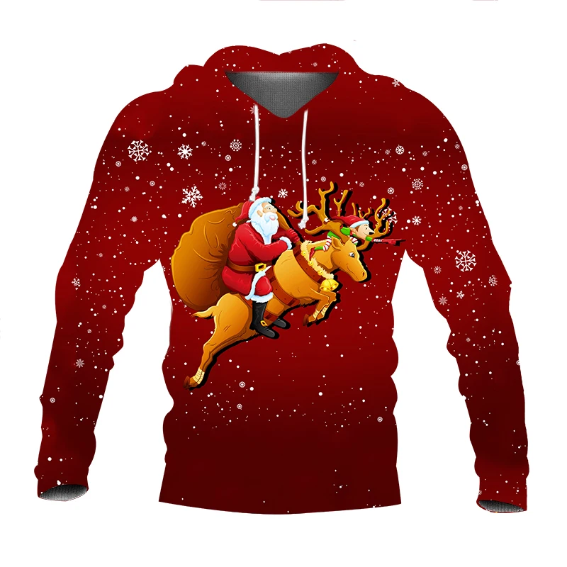 

New Year Xmas Santa Claus Men's Hoodie Spring Christmas Y2k Graphic Autumn Casual Long Sleeve Printed Sweater Oversized Coat
