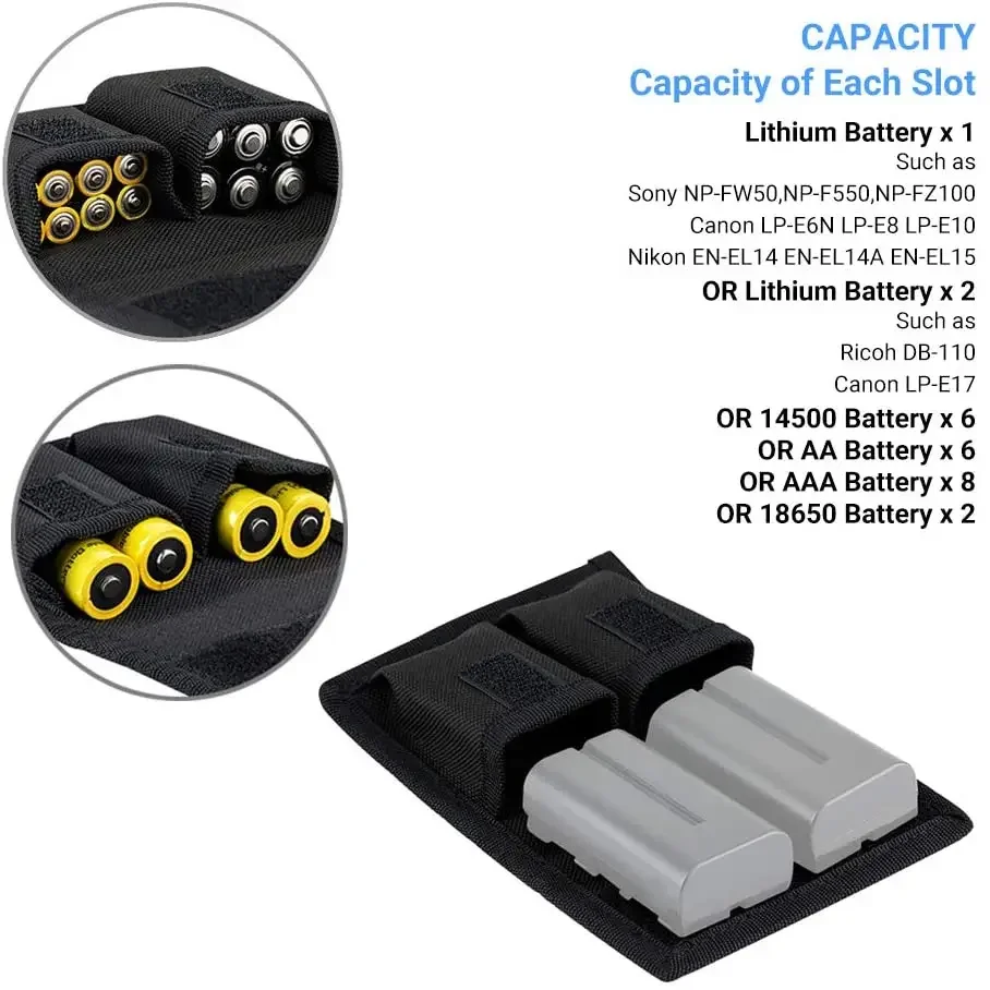 Sac De Rangement Pour Batteries Appareil Photo - Compatible LP-E6, LP-E17, NP-F550, Piles AA