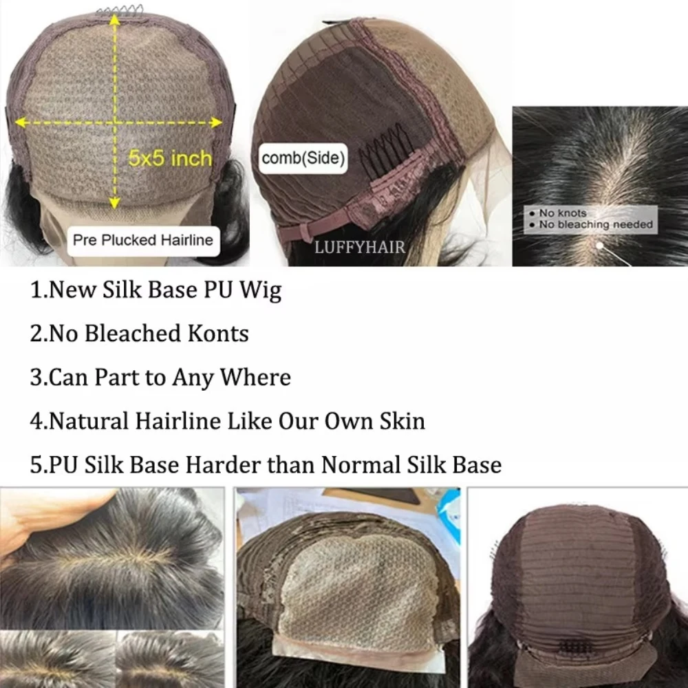 26" 5"x5" Silk Top Wig Human Hair Silk Base Closure Wig Straight Peruvian Remy Hair Glueless Lace Natural Black for Women human hair wig