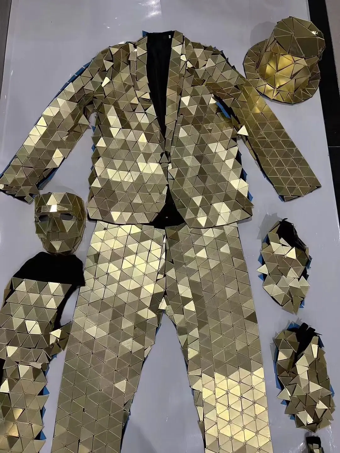 Mirror Men Costume Glass man stage show cloth Birthday Party Robot dancer Modern Singer Outfit