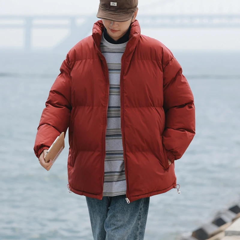 

2023 Winter Parkas Jacket Men Thicken Warm Coat Mens Stand Collar Solid Color Puffer Jacket Women Korean Fashion New Streetwear