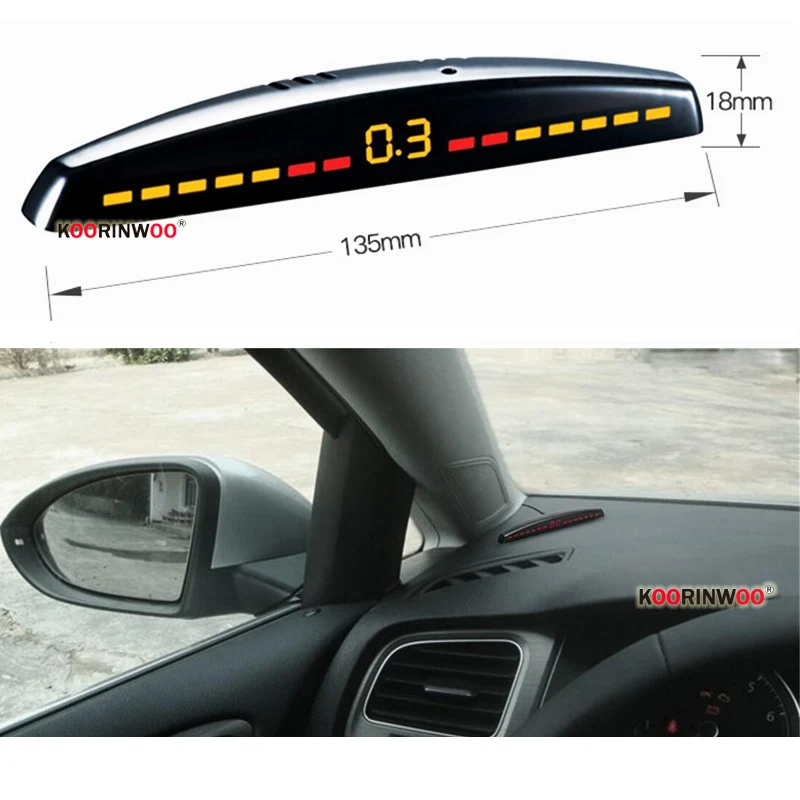 LED Parking Sensor Kit Car LED Parking Sensor Parking Sensor Kit Parking Sensor Car LED display Car Parking Sensor Multicolor Set 4 System Sensors Reverse Radar Parktronic Sensors