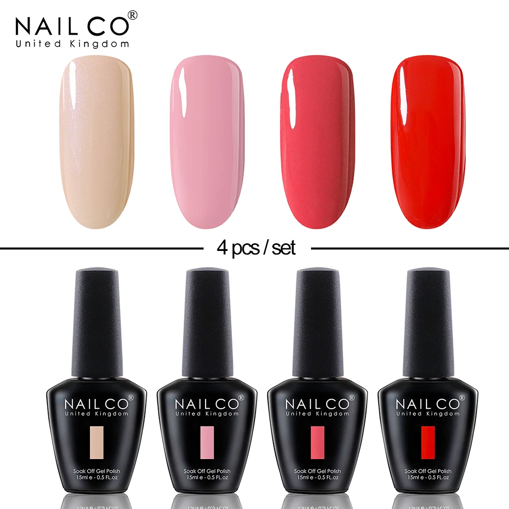 

Гель-лак NAILCO полуперманентный для маникюра, 4 шт./компл., 15 мл