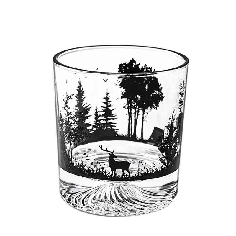 Creative Silhouette Wine Glass Cup 300ml Iceberg Cup Snow Mountain Thick Bottom Rock Christmas Whiskey Wedding Gifts whiskey glass wine glass