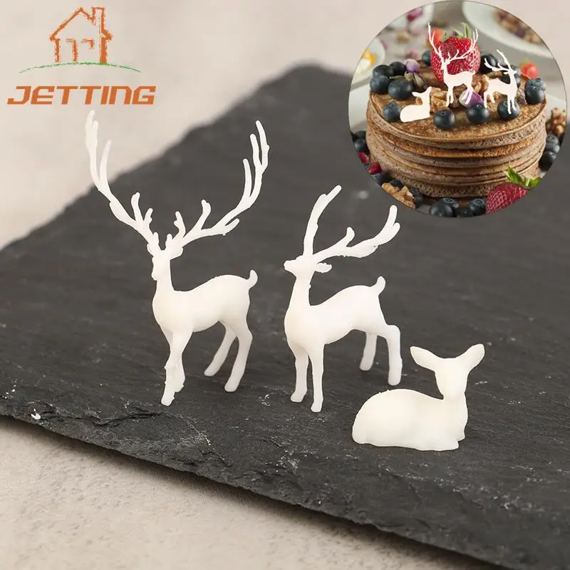 

1Pc Mini Resin Crystal Deer Christmas Forest Elk White Dessert Table Decor Merry Christmas Decor For Home Kids New Year Gift