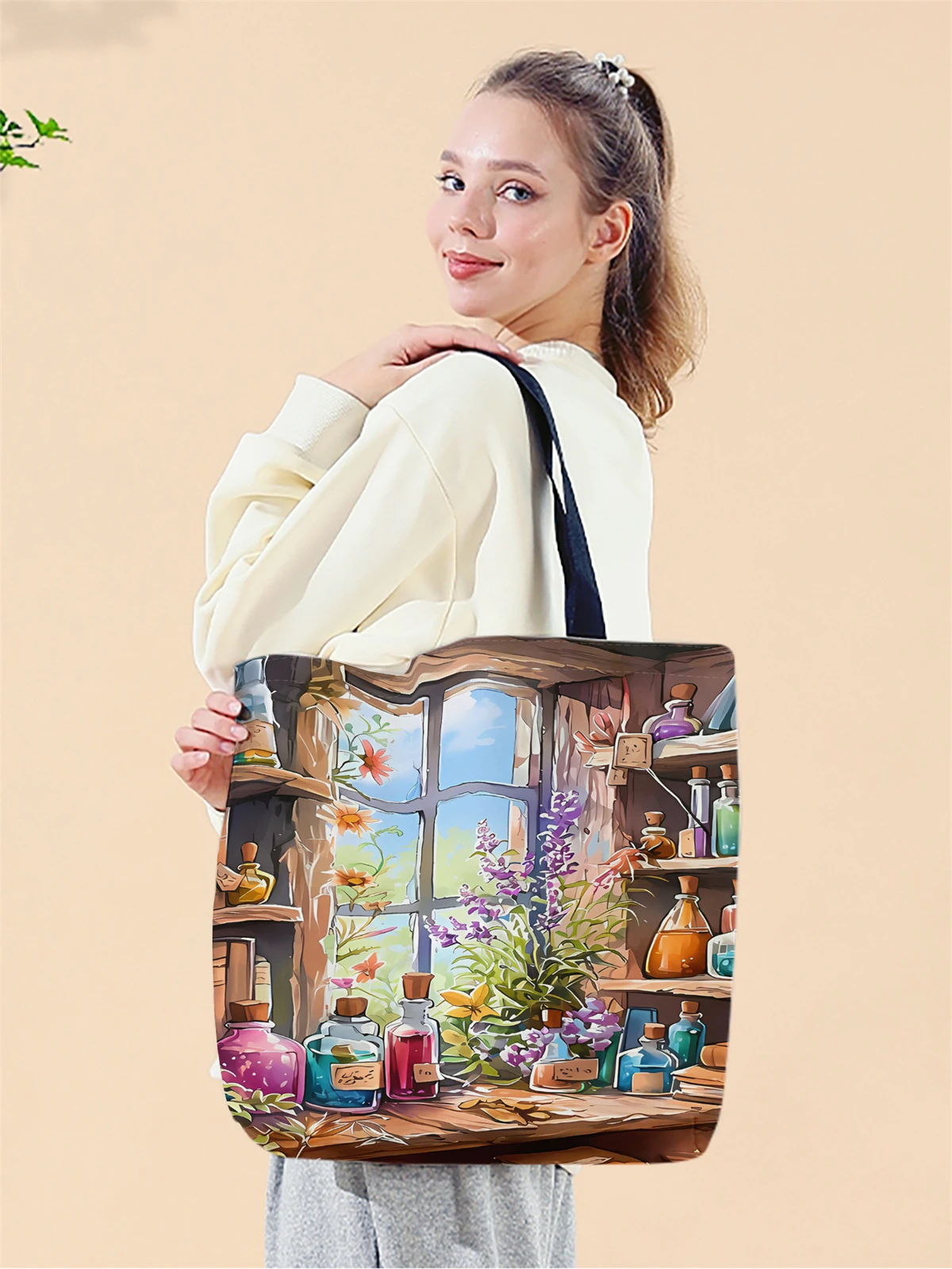 1pc,retro checkered handbag, reusable fashionable handbag, multifunctional handbag, printed canvas shopping bag