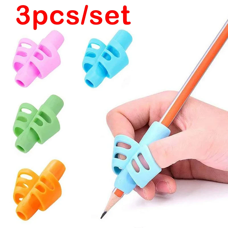 

3Pcs/lot Children Writing Pencil Pen Holder Kids Learning Practise Silicone Pen Aid Grip Posture Correction Device for Students