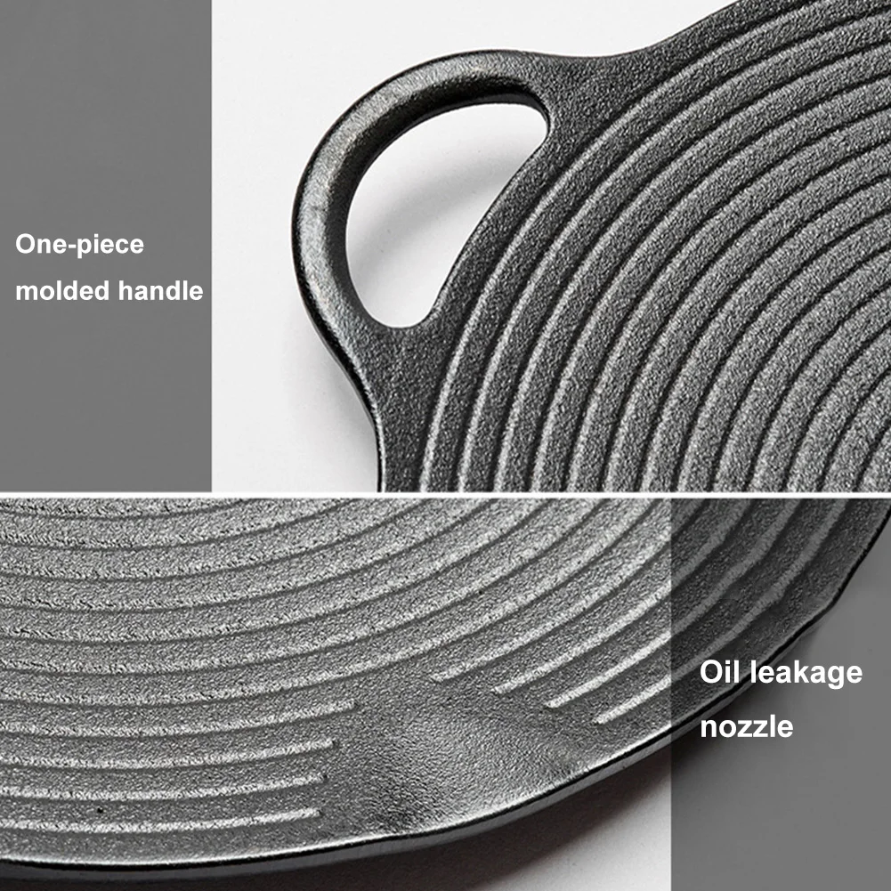 30/35/37CM Outdoor BBQ Grill Pan Non Stick Stovetop Baking Tray Korean Roasting Grill Plate Camping Equipment Iron Round Griddle Kitchen Utensils Camping Cookware