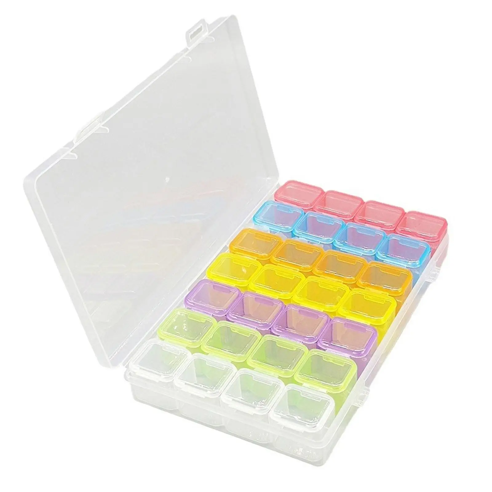 

28 Grid Storage Box with Separate Lids Waterproof Clear Storage Case for Nail Accessories Sewing Fishing Tackles Earrings Beads