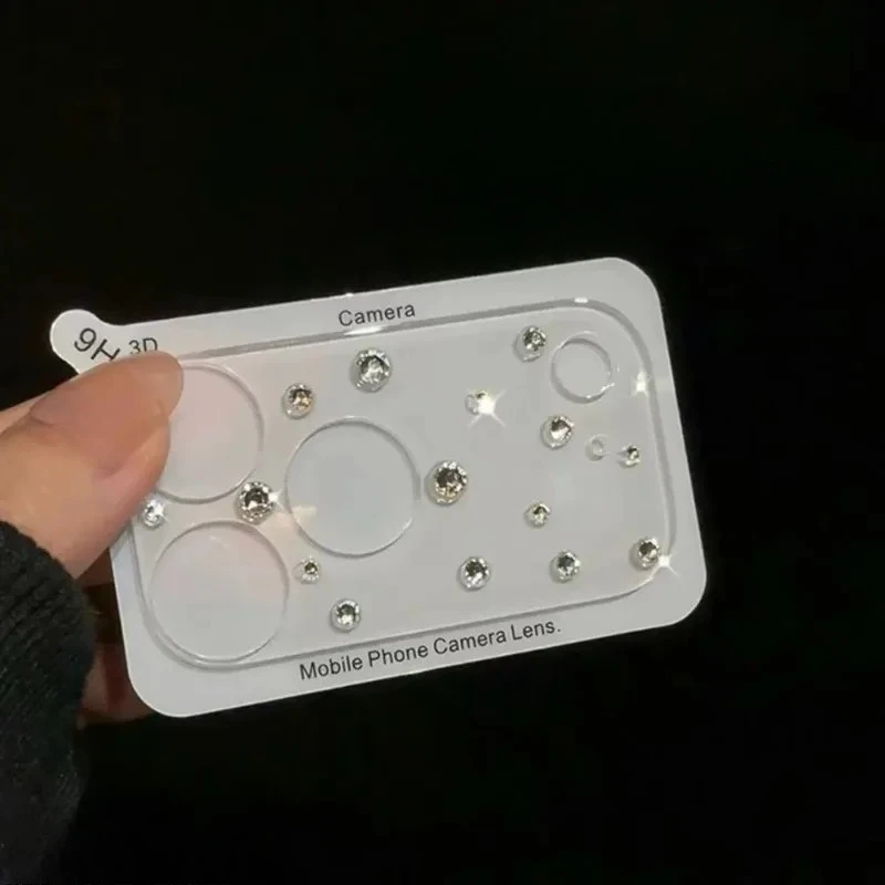 Diamond Heart Glass Camera Protector - Clear HD Full Cover Lens Film