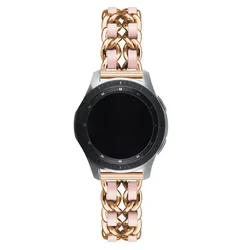 Luxury Leather and Metal Bracelet for Smartwatches - 20mm/22mm Bands (12 rose gold pink)