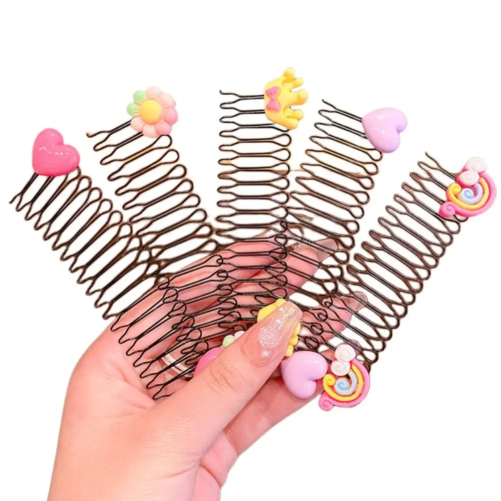 Sweet Spring U Shape Hair Styling Comb Fixed Combs Teeth Invisible Extra Hair Holder Flower Cartoon Design Women