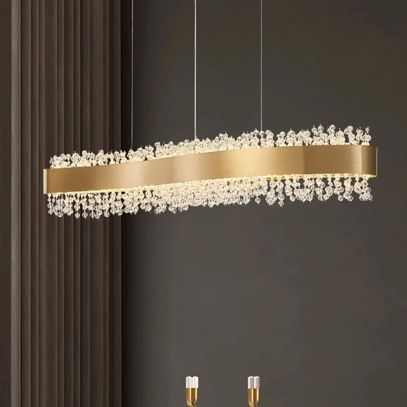 

Light Luxury Restaurant Crystal Chandelier Modern Living Room Lamp Kitchen Table Luxury Lamp Creative Crystal LED Chandelier