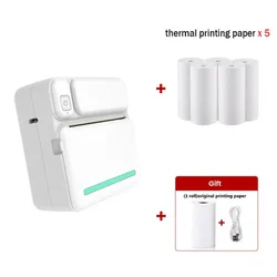 Compact Wireless Bluetooth Thermal Printer - Portable 58mm Photo & Label Printing (Blue 5 rolls paper)