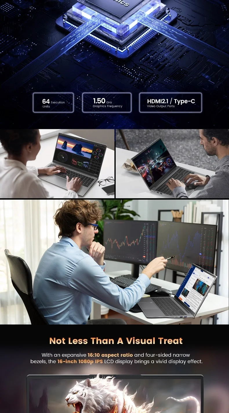 SZBOX NBook Turbo 16 Inches Laptop Core i7-13620H Windows 11 Pro DDR4 32GB 1TB SSD WIFI BT 1920*1200 IPS Two Copper Tubes 4