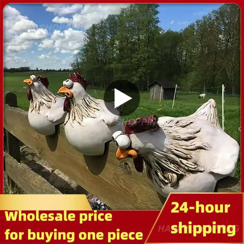 

Забавный декор для цыплят и забора, статуи из смолы, украшения для дома, сада, фермы, двора, курицы, курица, скульптура, искусство, ремесло, двор, новоселье