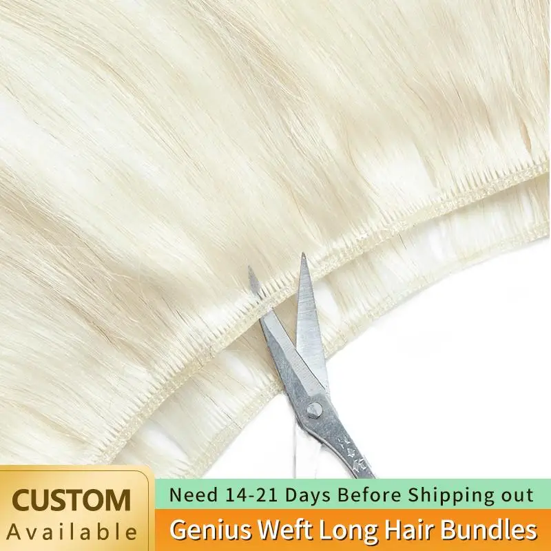 

Long Genius Weft Human Hair Bundles Blonde Hair Extensions No Return Hair Sew In Invisible Soft Hair Bundles 12-24''Machine Remy