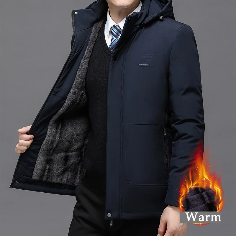 Men's Clothes In Winter 2024 New Warm Cotton-padded Clothes Casual Fashion Detachable Hat Windproof Plush Cotton-padded Jacket