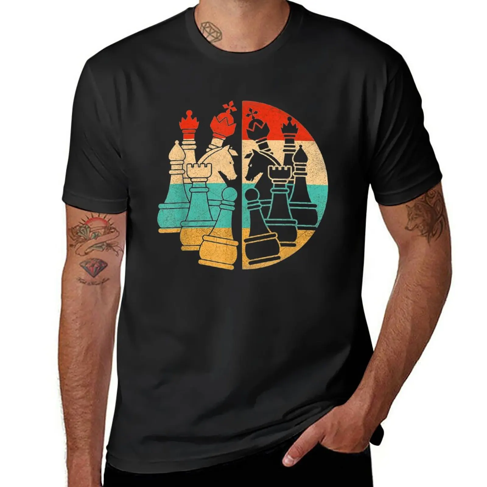 

Vintage retro chess pieces stalemate T-Shirt oversizeds summer top quick drying cute tops workout shirts for men