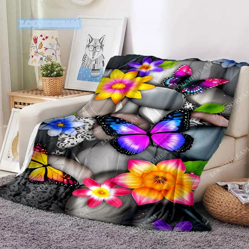 

Colorful butterfly blanket soft thin blanket gift sofa bed sheet car lunch Camp bed throw blank pic blank