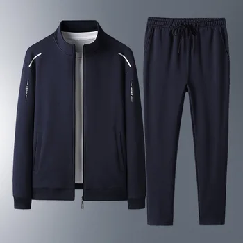 Fall Fashion Sportswear Set Men's Large Size Sweatshirt And Pants Casual Clothes Two-Piece Set for Middle-Aged And Elderly