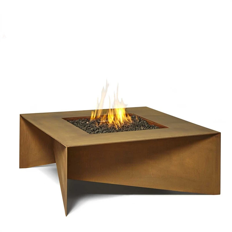 

China's most popular high quality rectangular outdoor corten steel rust metal gas fire pit