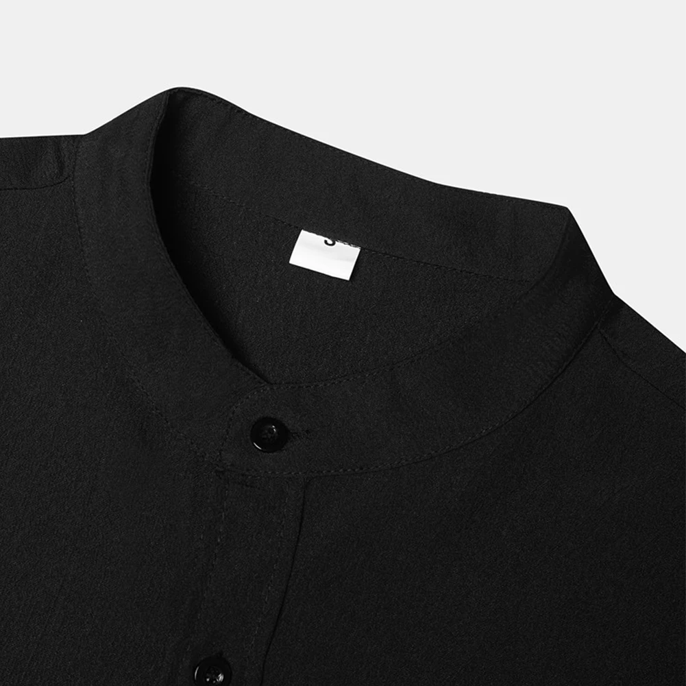 All Season Men's Solid Color Shirts Casual Formal Classic Stand Collar Long Sleeve Shirt And Blouse Tops Male