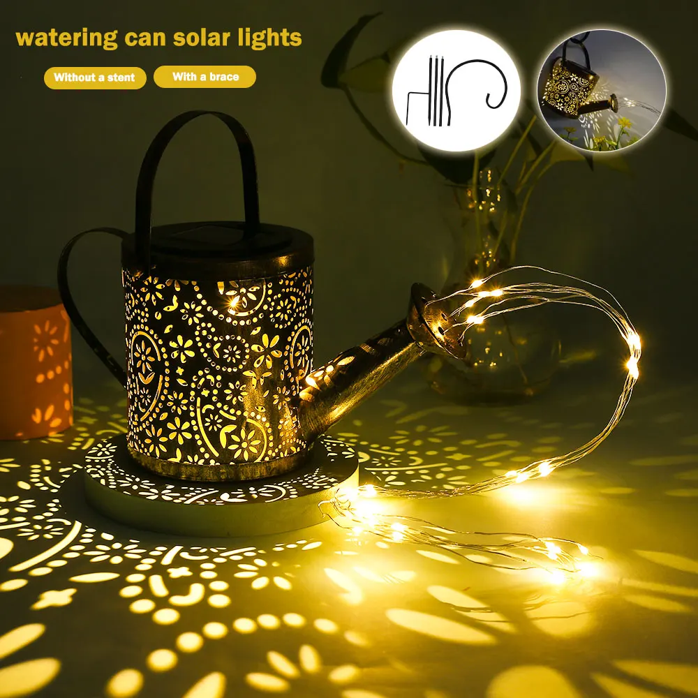 

Solar Watering Can Light Sprinkles Fairy Hanging Solar Lantern Kettle Garden Lights Waterproof Retro for Patio Lawn Courtyard