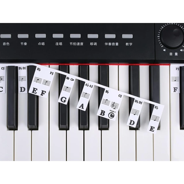 61 teclas de piano teclado adesivos grand/vertical/elétrica piano stave  anotação nota tira etiqueta símbolo para iniciantes estudantes - AliExpress