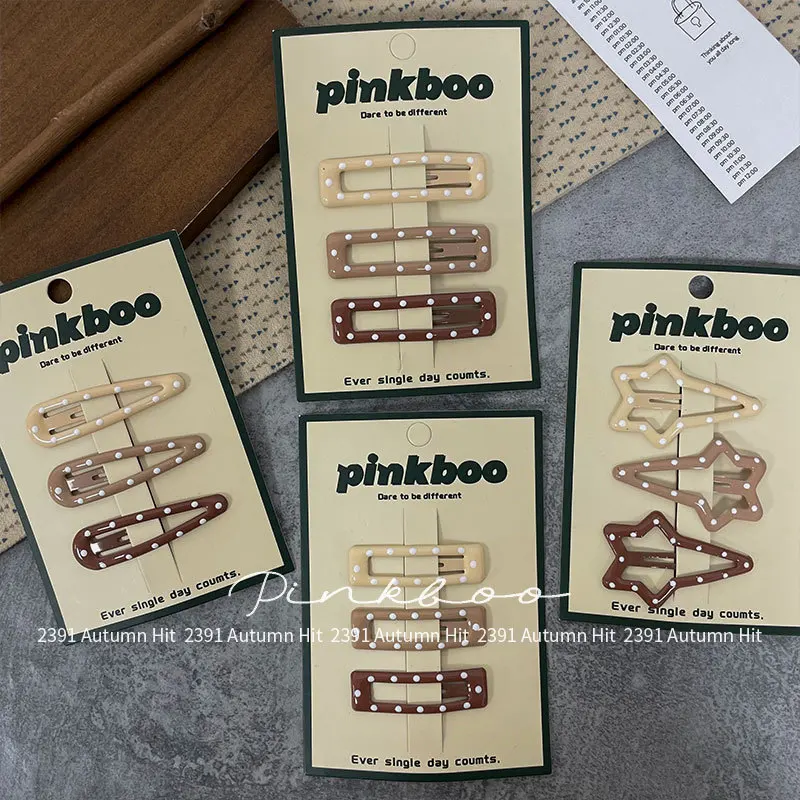 Korean basic polka dot hairpin children's forehead broken hair geometric shape break clip versatile girl sweet hair accessories