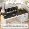 Office Desk with 3 Drawers, 55" Executive Computer Desk with Storage Drawers, Farmhouse Desk with Power Outlet for Home Office 4