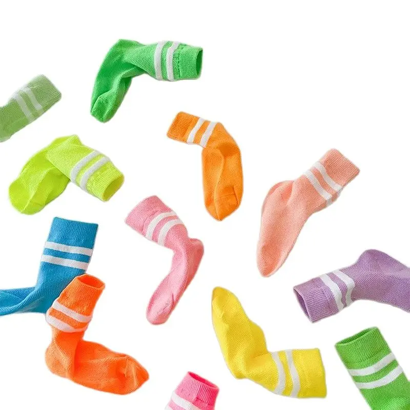 1-8Year 4 Pairs Spring and summer new striped parallel bar socks candy mesh children's socks