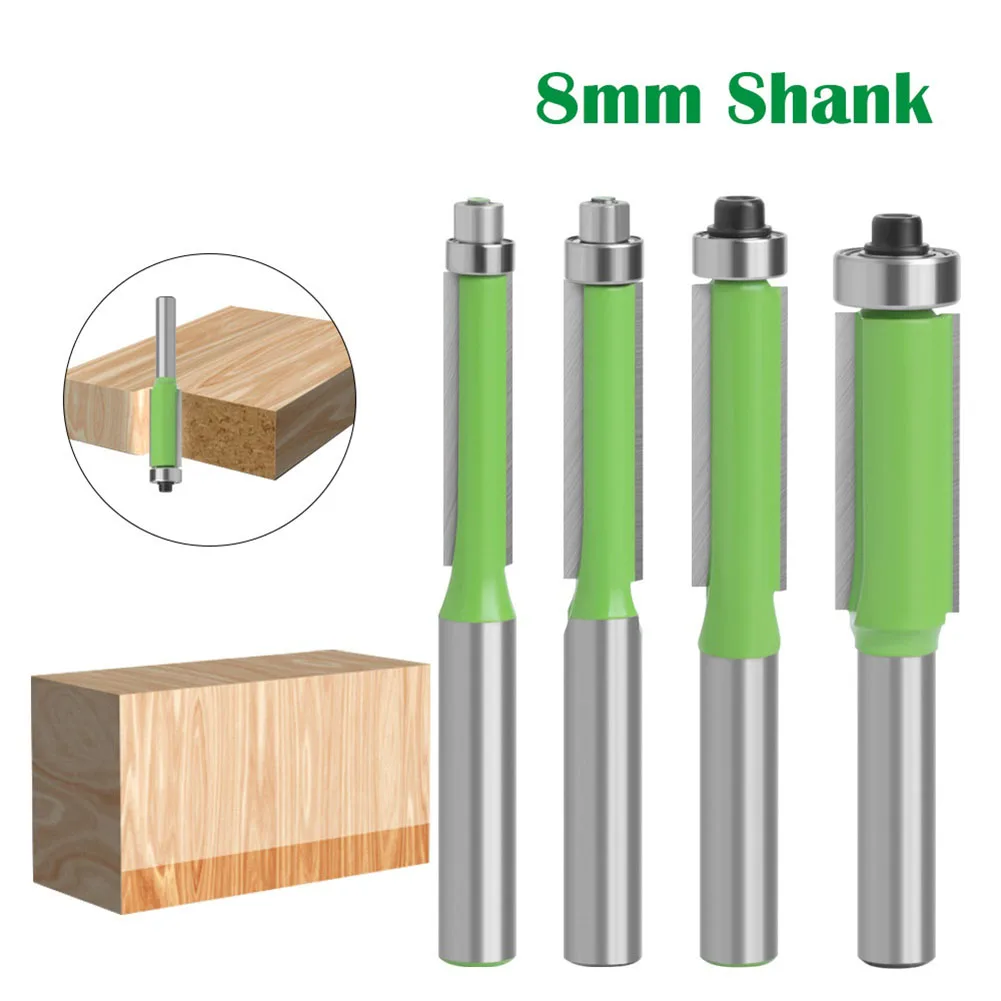 

4pcs 8mm Shank Router Bits High-quality Milling Cutter Flush Trim With Bearing For Cutting Ply-woods Plastics Tools Accessories