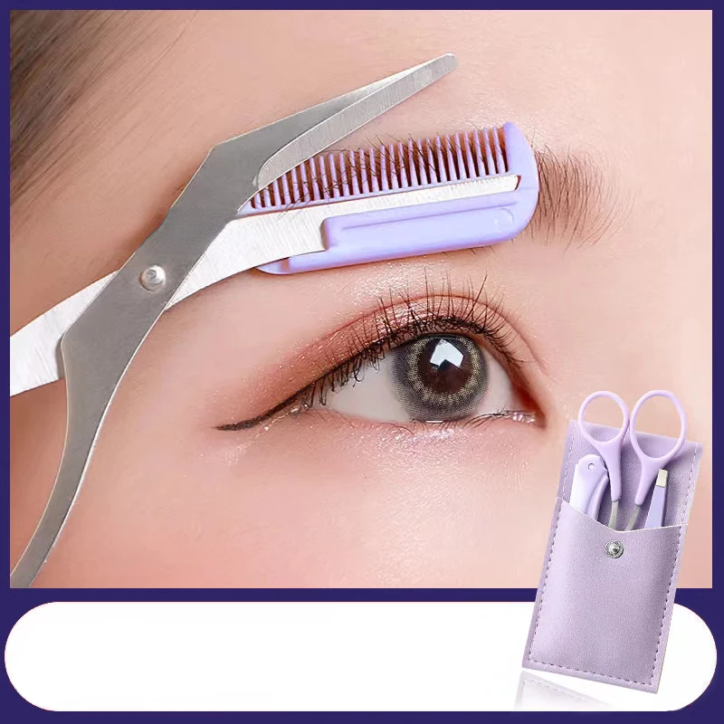 Purple Eyebrow Trimming Set Fashion Eyebrow Clip Folding