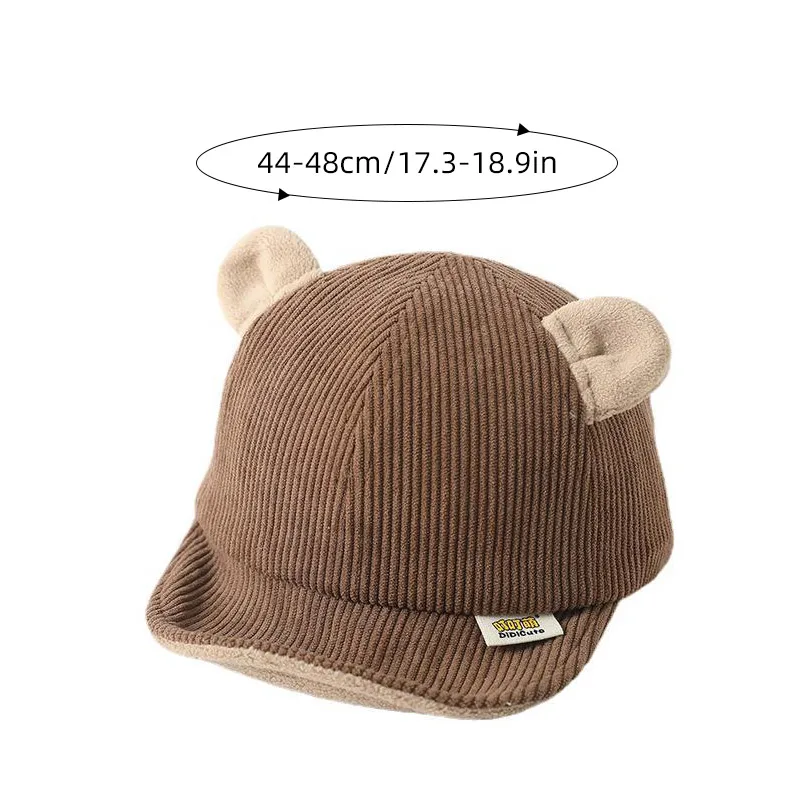 Cute Bear Ear Baby Baseball Cap Autumn Winter Warm Corduroy Caps For Infant Toddler Outdoor Casual Sun Hat 6